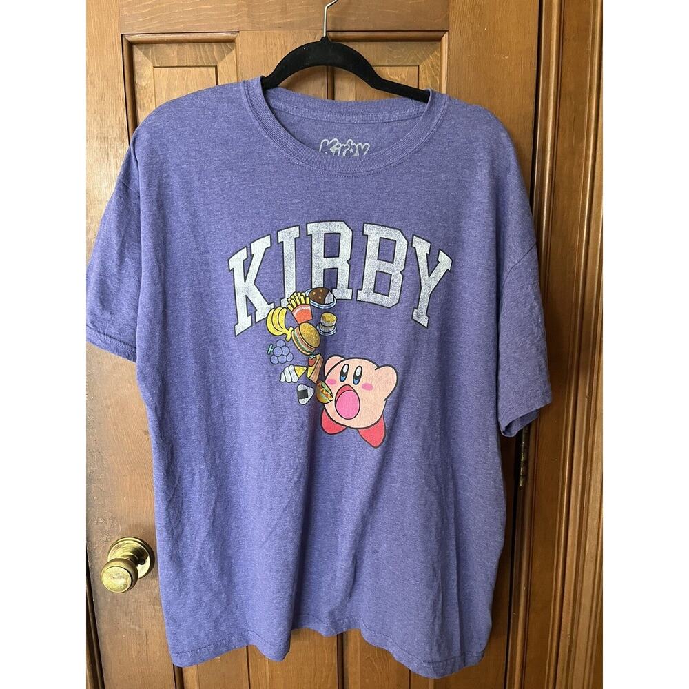 Kirby Graphic T-Shirt Men's Size Large Purple Short Sleeve Distressed Top
